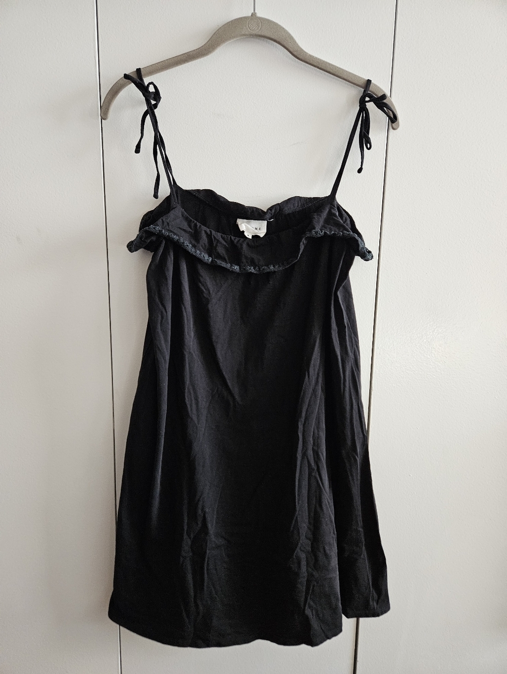 Sezane Size S Black Tie-Shoulder Sundress 100% Pima Cotton